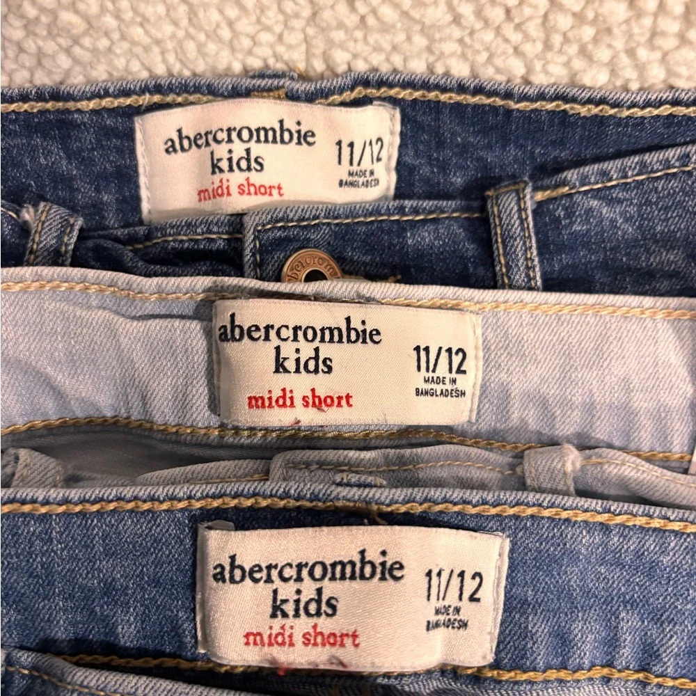 Abercrombie Kids Blue Jean Bundle Shorts with Frayed Hem - Picture 5 of 16